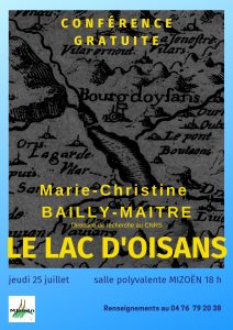 Conférence Le Lac d'oisans Mizoën Marie Christine Bailly Maître